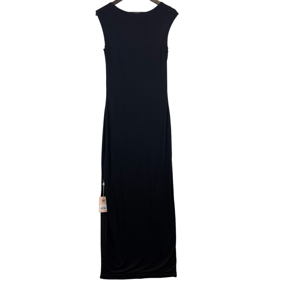 NWT Tiger Mist Size XL Christy Maxi Long Dress Stretch Side Slit Open Chest Blk - Picture 3 of 11